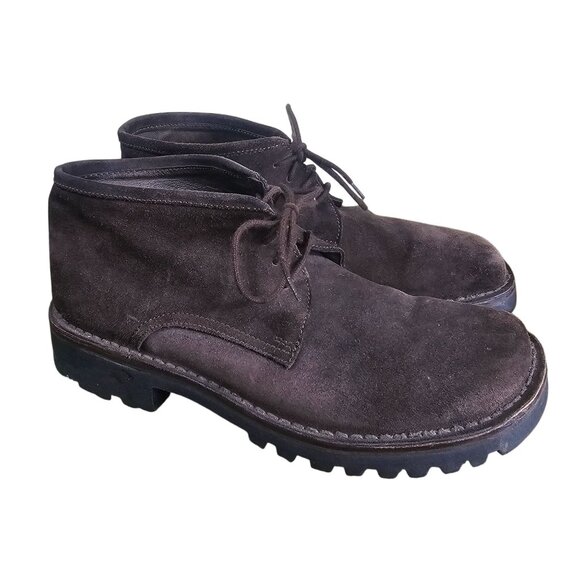 Kenneth Cole Italian Mens Brown Suede Chukka Boots Sz 11 Lug Sole Preppy Office - Picture 1 of 10